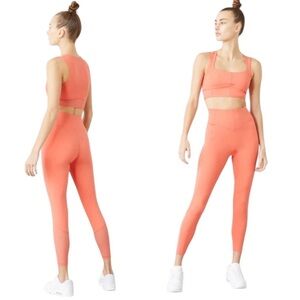 Le Ore Coral Mesh Inset Leggings